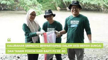 Kalurahan Srimulyo Berpartisipasi dalam Aksi Bersih Sungai dan Tanam Pohon Hari Bakti PU Ke-80
