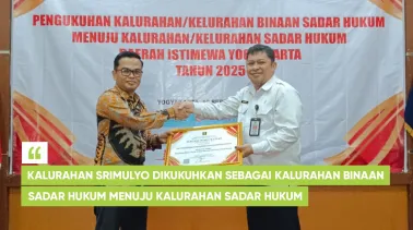 Kalurahan Srimulyo Dikukuhkan sebagai Kalurahan Binaan Sadar Hukum Menuju Kalurahan Sadar Hukum