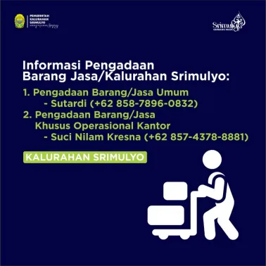 Kontak yang Dapat Dihubungi terkait Pengadaan Barang/Jasa Kalurahan Srimulyo