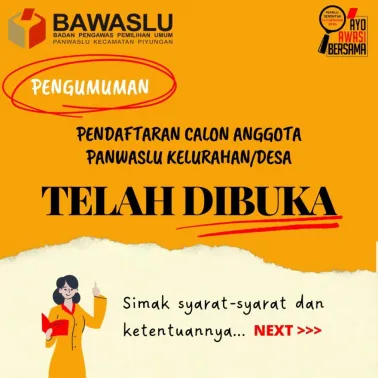 Pendaftaran Calon Anggota Panwaslu Kelurahan /Desa