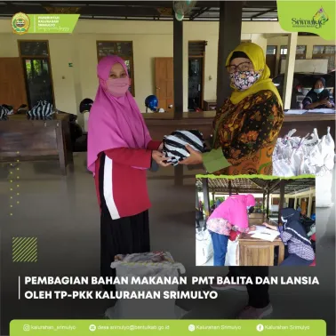 Pembagian PMT (Pemberian Makanan Tambahan) Balita dan Lansia oleh TP-PKK Kalurahan Srimulyo