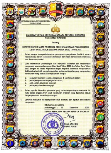 Maklumat Kepala Kepolisian Negara Republik Indonesia